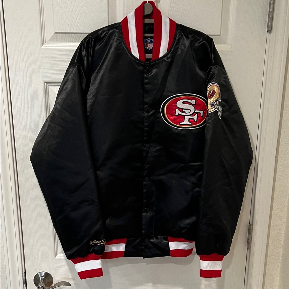 NFL Black and Red Satin Jacket - 49ers